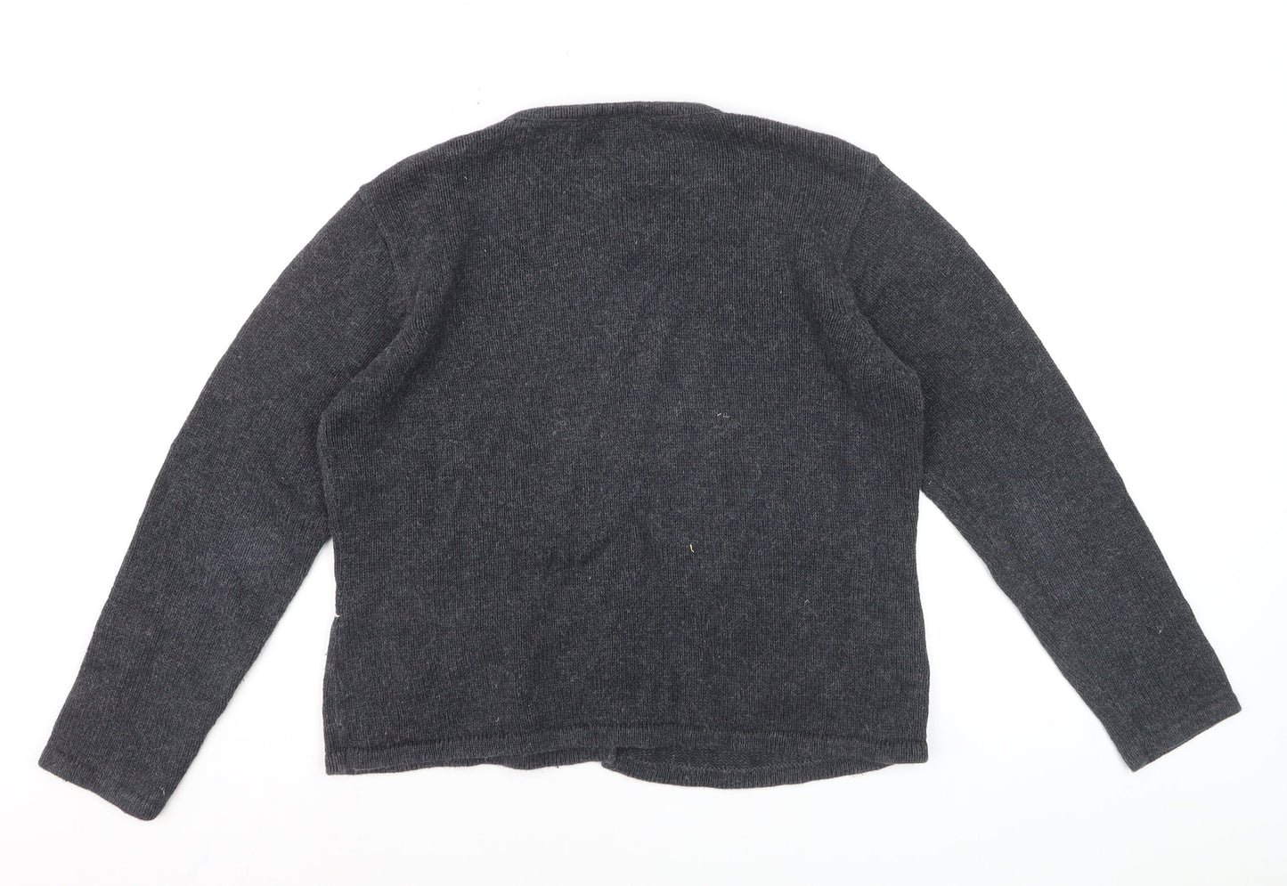 Villager Sport Women's Grey Christmas Embroidered Cardigan Size L