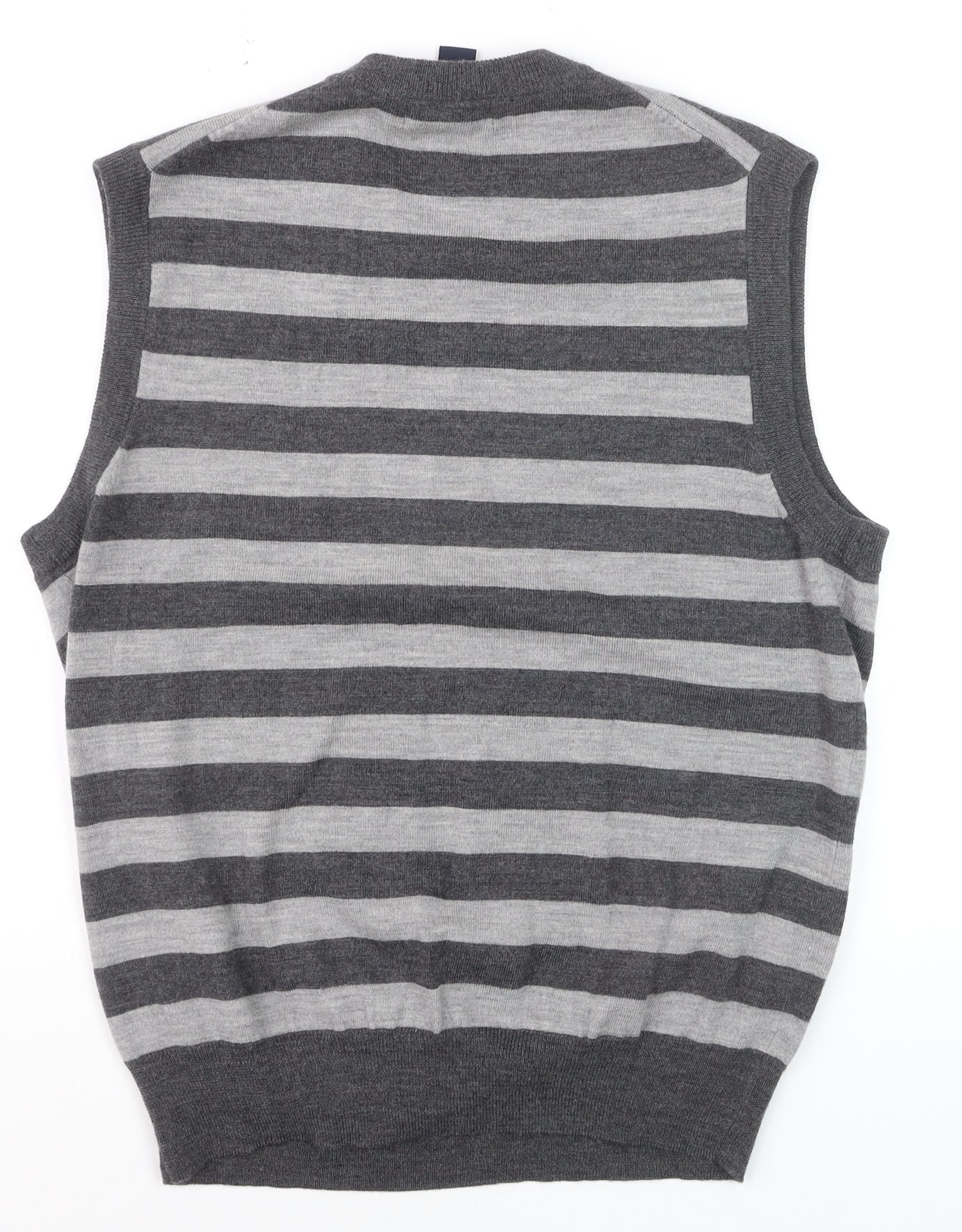 Garret Scott Men’s Grey Striped Merino Wool V-Neck Sleeveless Vest M