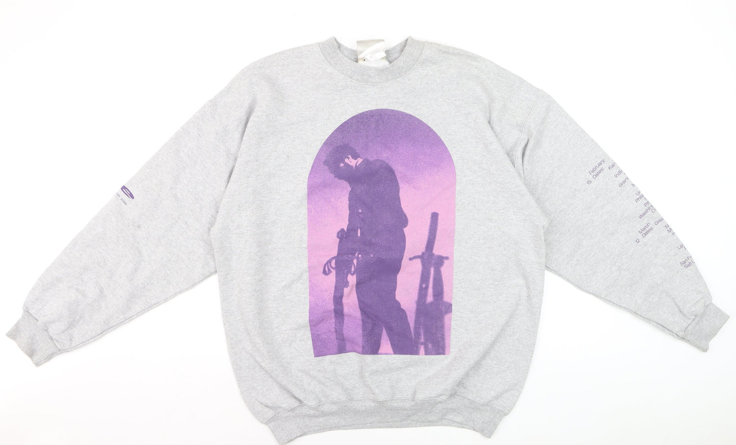 Hanes Men's Grey L Graphic Print Pullover Sweatshirt Retro Music Design