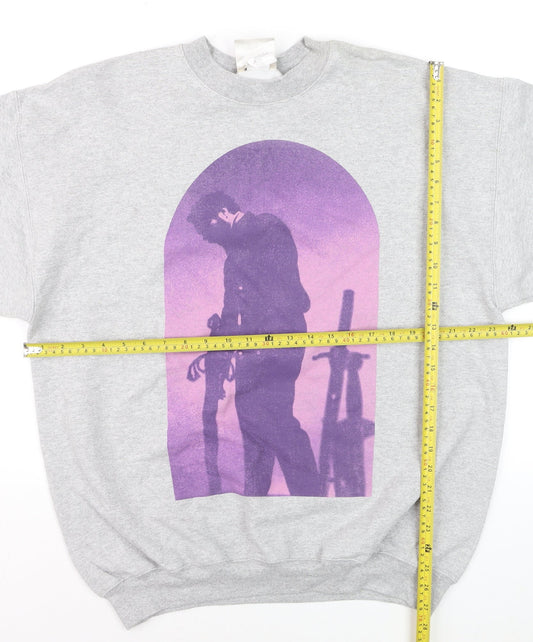 Hanes Men's Grey L Graphic Print Pullover Sweatshirt Retro Music Design