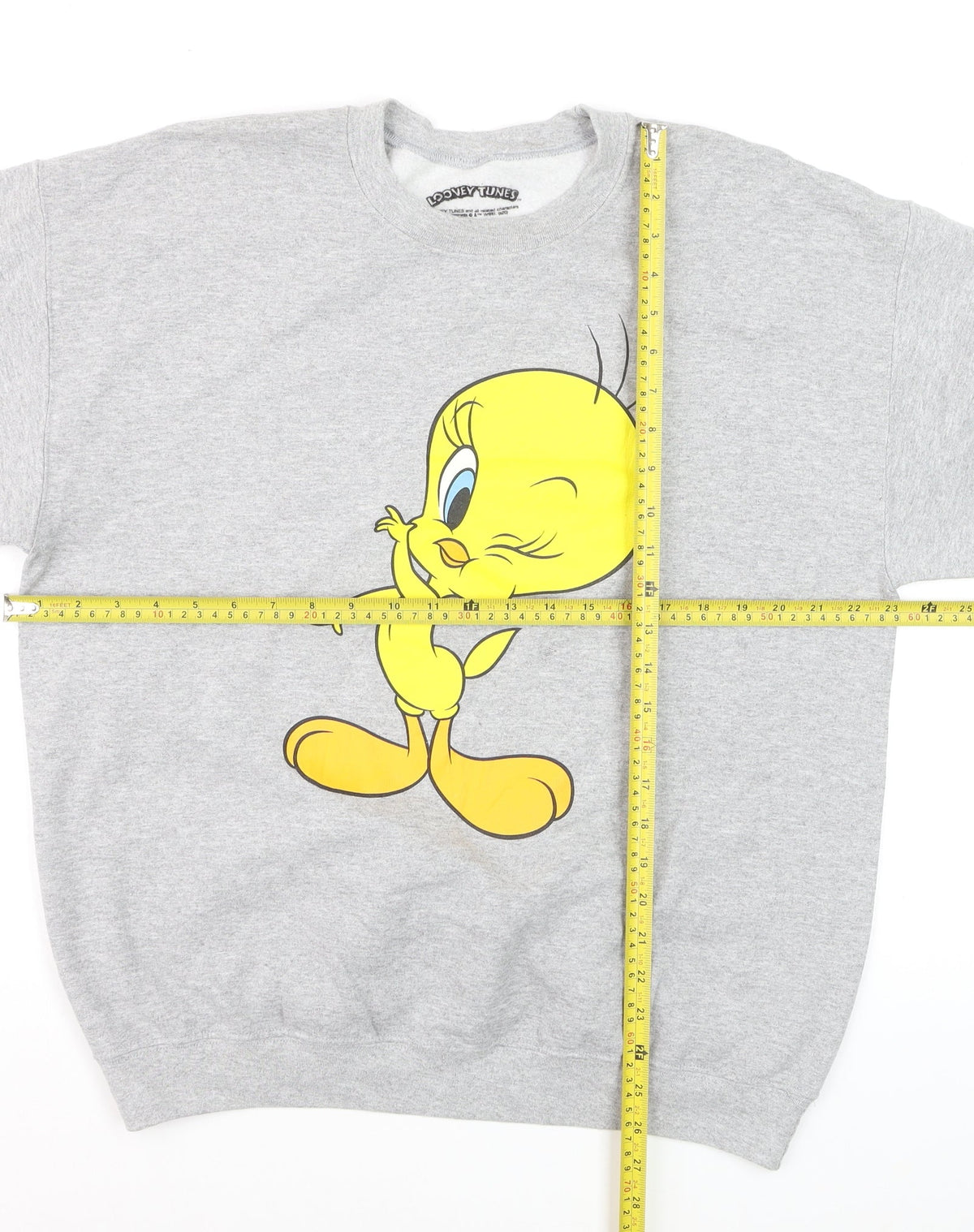 Looney Tunes Men's Grey Tweety Graphic Sweatshirt Pullover L