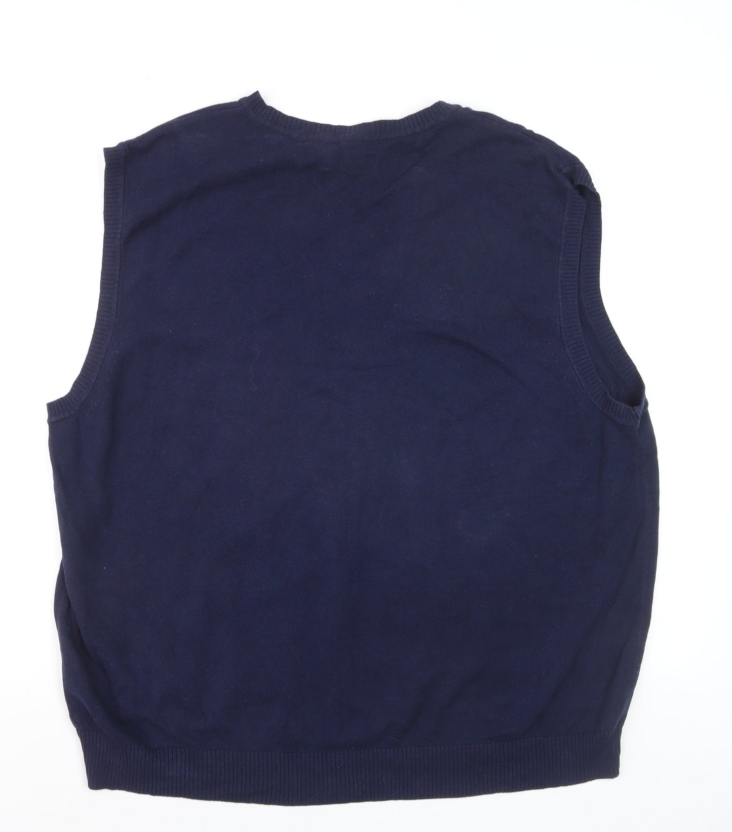 Club Room Men's Blue Argyle V-Neck Sleeveless Cotton Vest XL