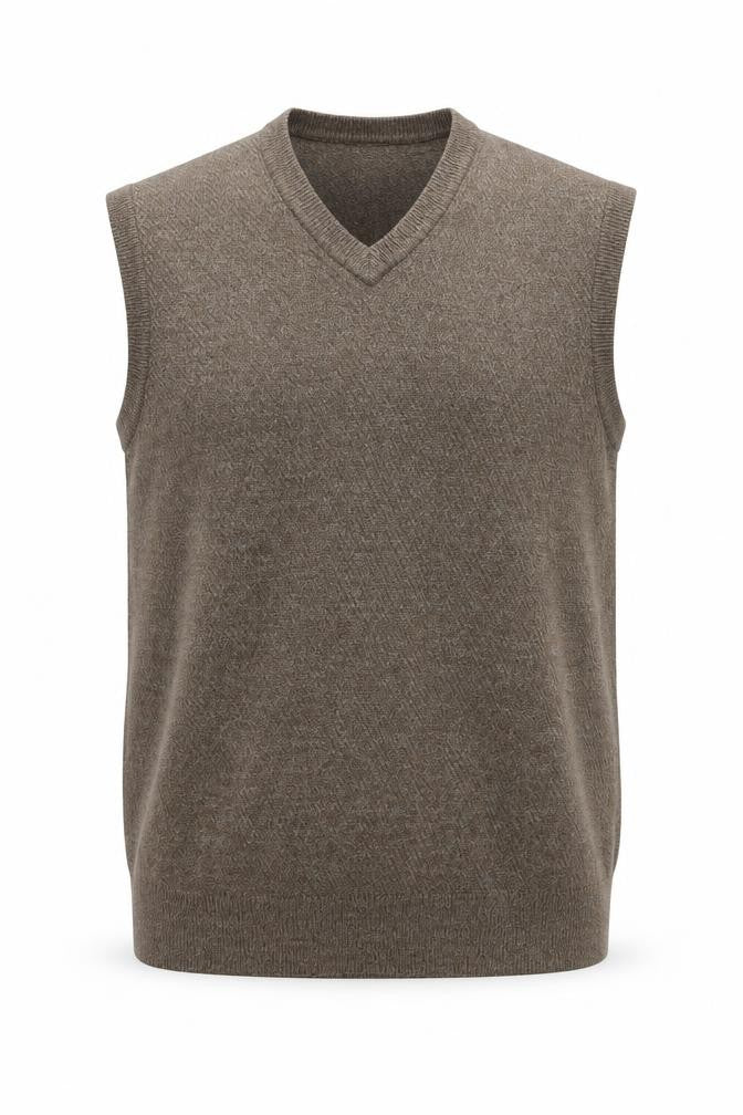 Dockers Men Brown 2XL Knit Sleeveless V-Neck Vest Jumper
