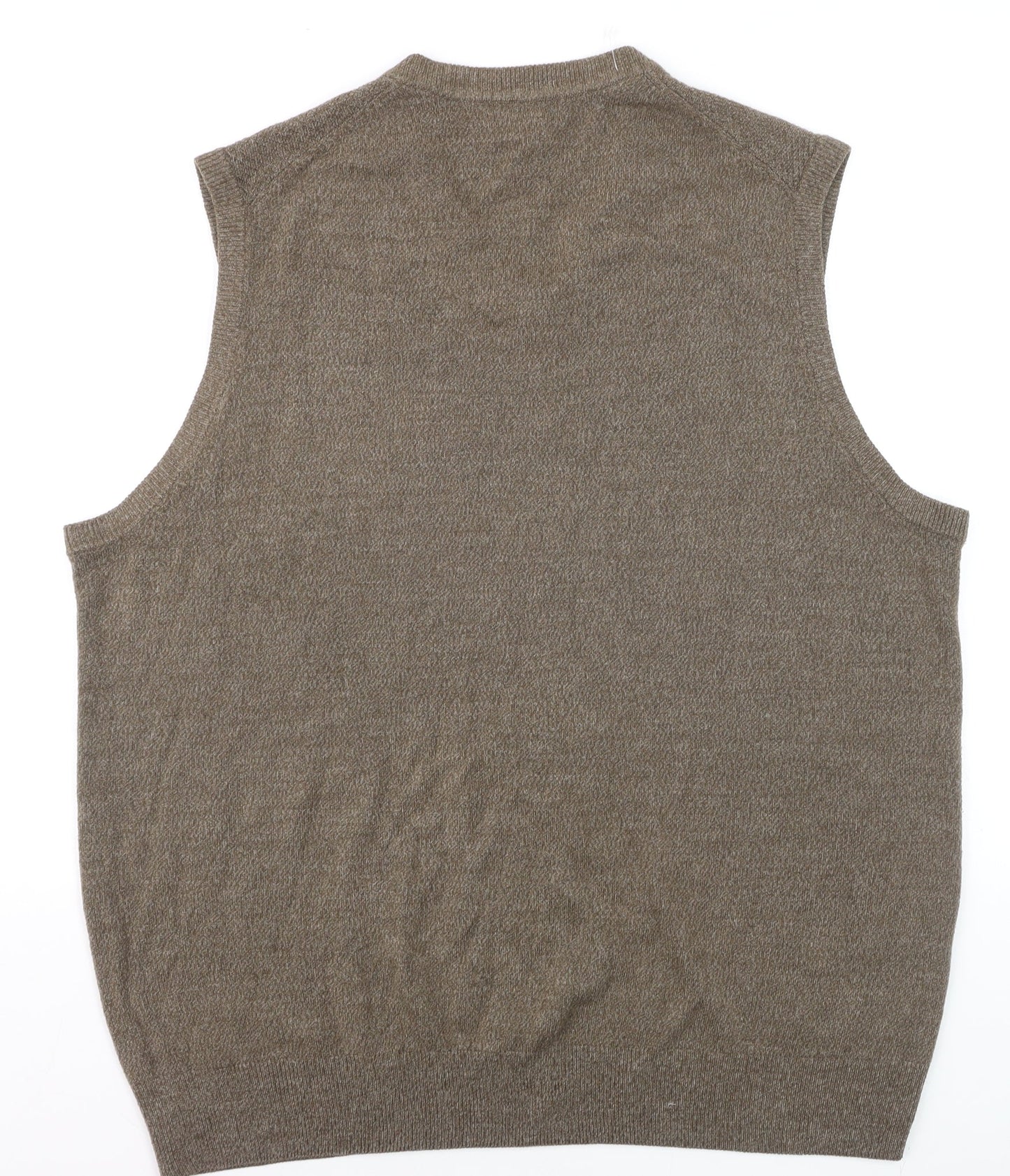 Dockers Men Brown 2XL Knit Sleeveless V-Neck Vest Jumper