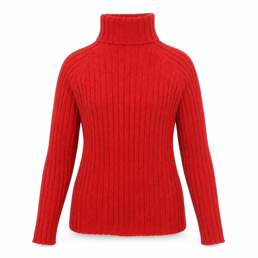 St. John's Bay Women's Red Roll Neck Cotton Knit Jumper Size L