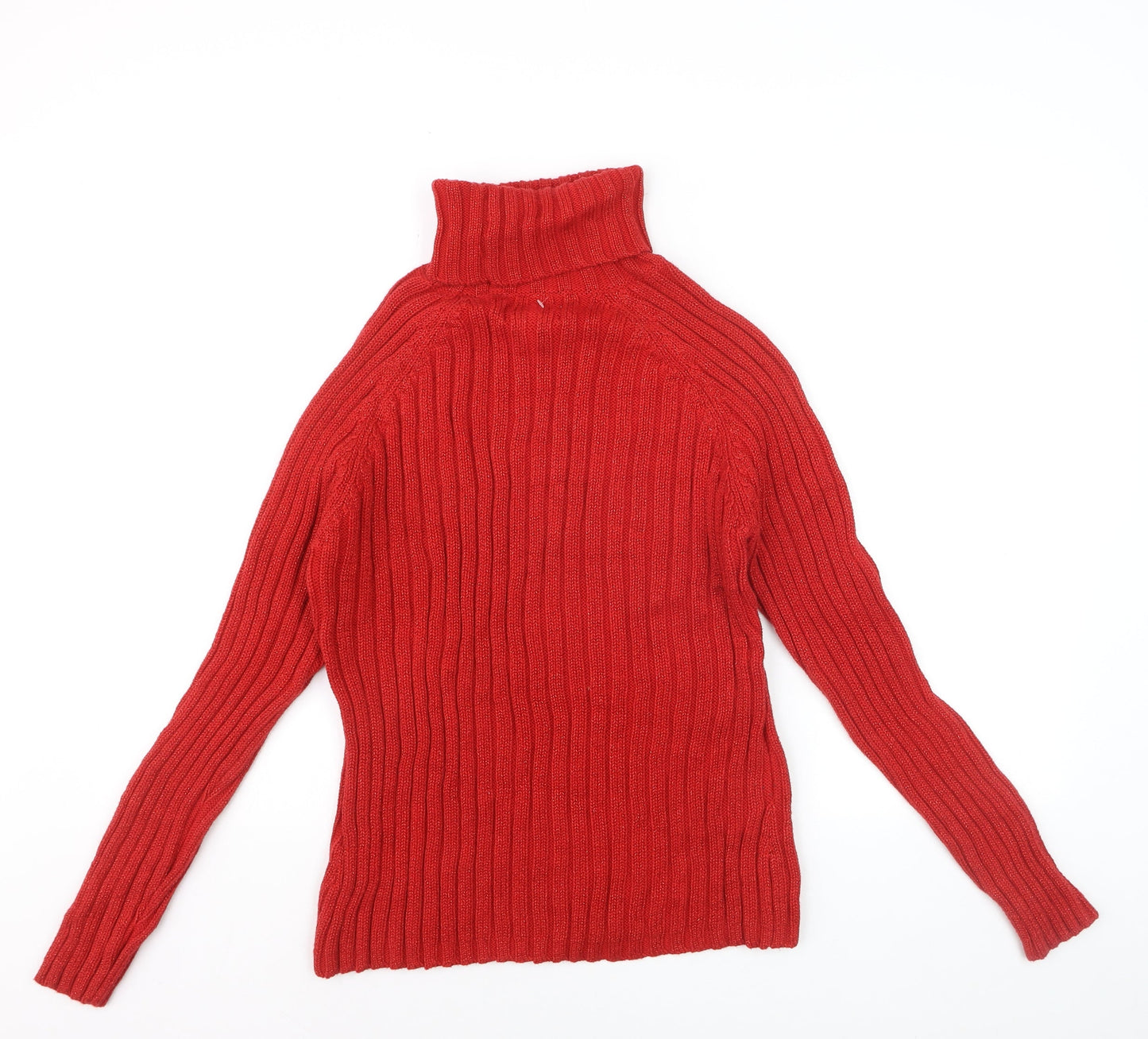 St. John's Bay Women's Red Roll Neck Cotton Knit Jumper Size L