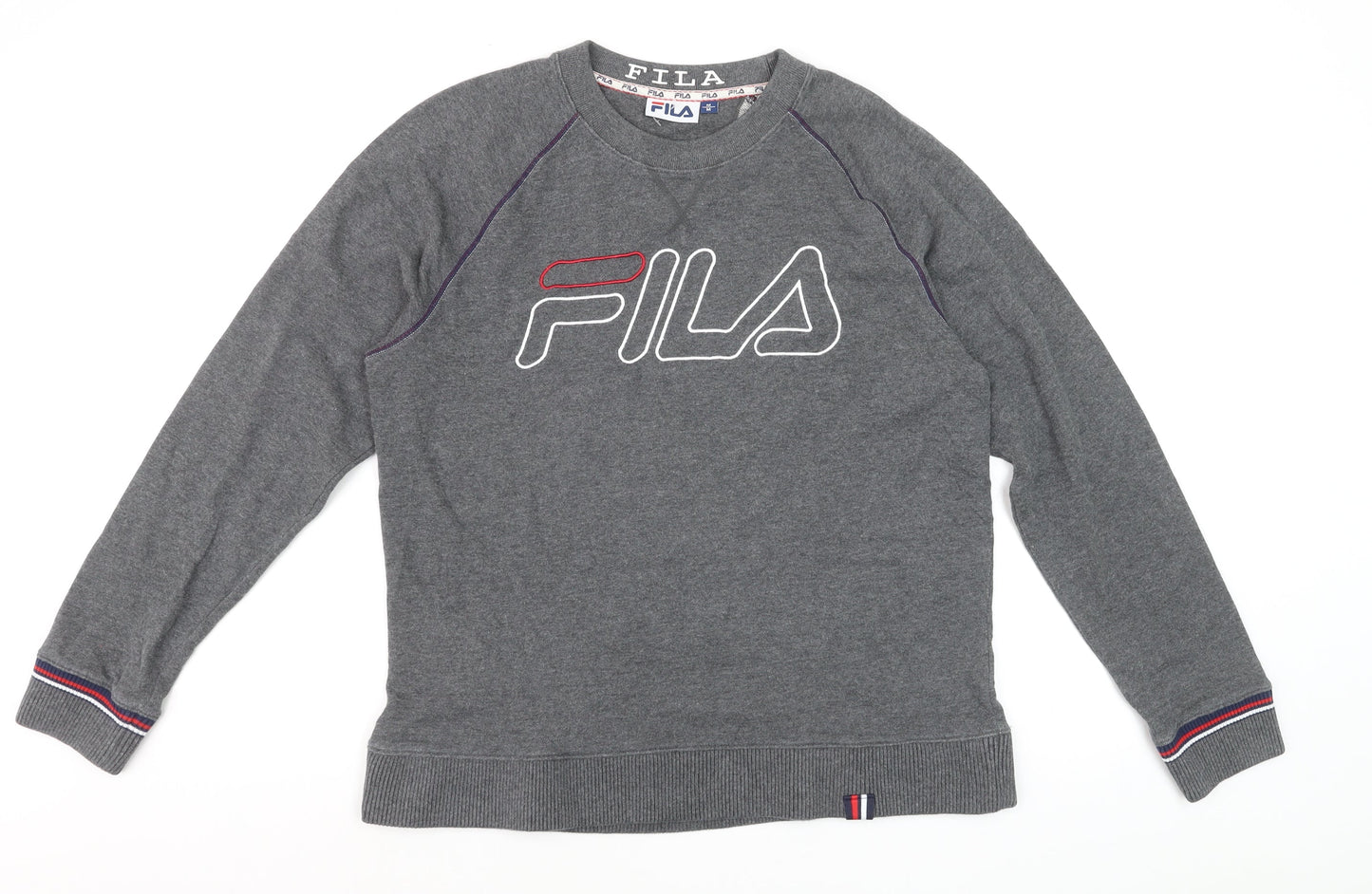 FILA Men's Grey Logo Pullover Sweatshirt M Regular Fit