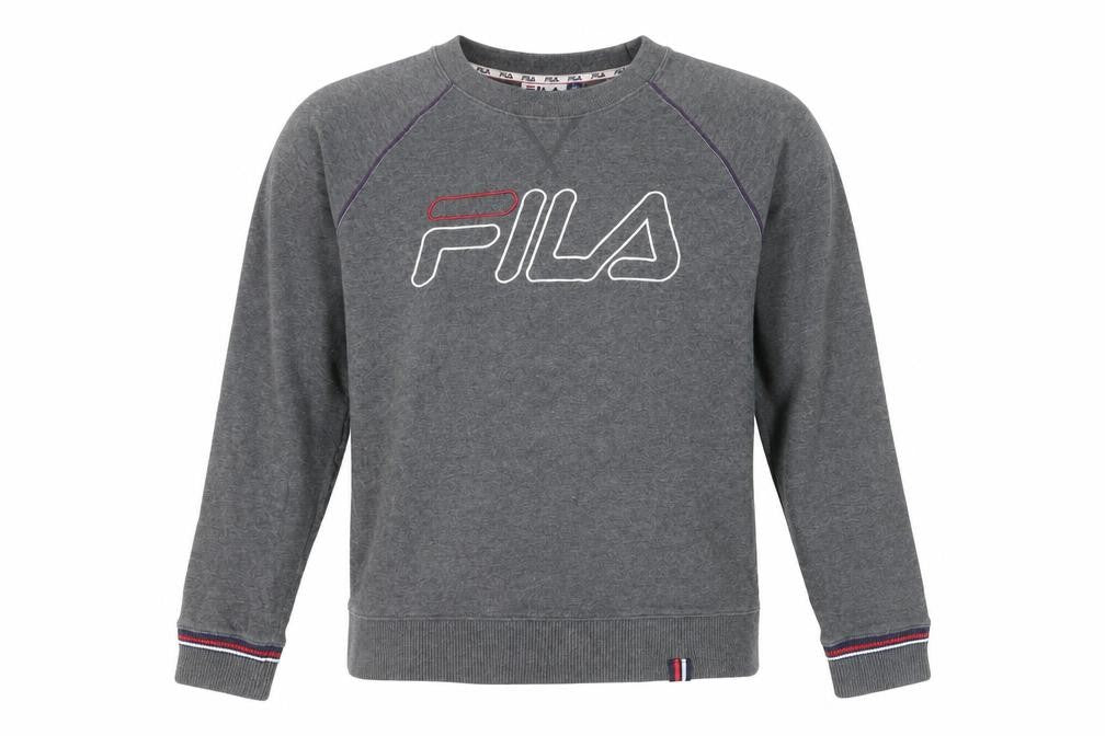 Fila Men's Grey Logo Pullover Sweatshirt M Regular Fit