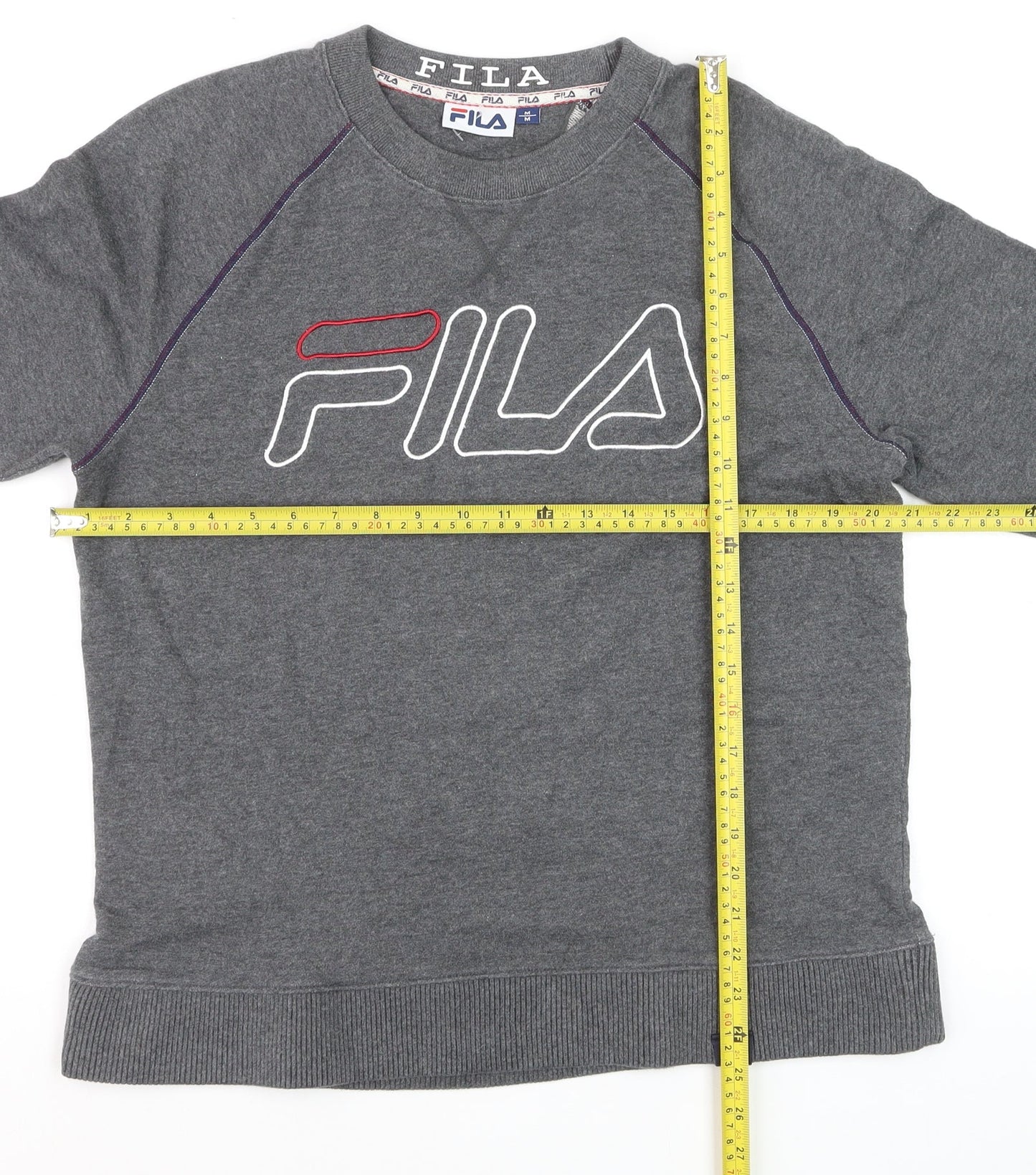 FILA Men's Grey Logo Pullover Sweatshirt M Regular Fit