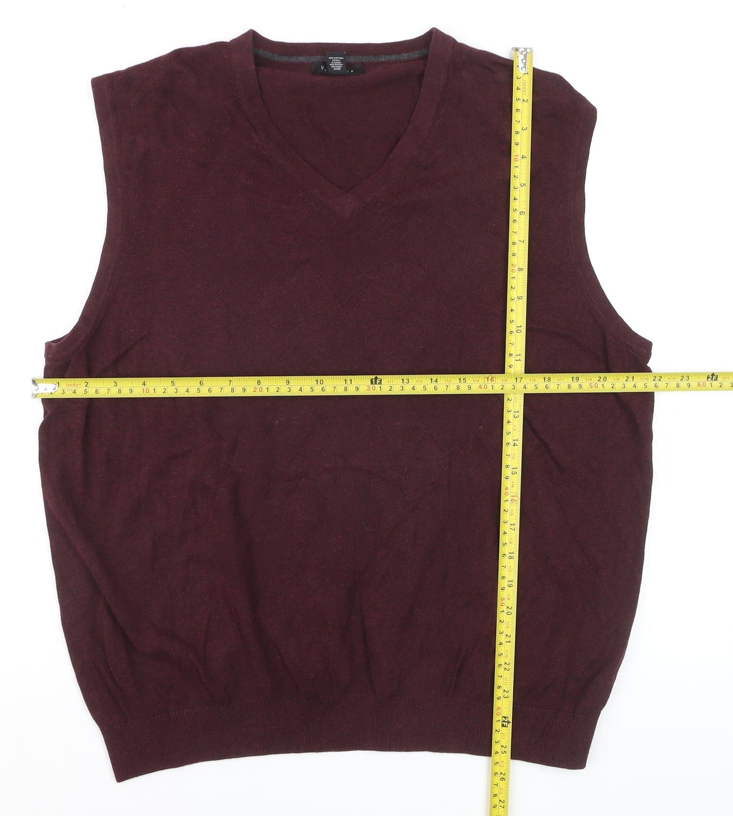 Van Heusen Men's Red Cotton V-Neck Sleeveless Vest L