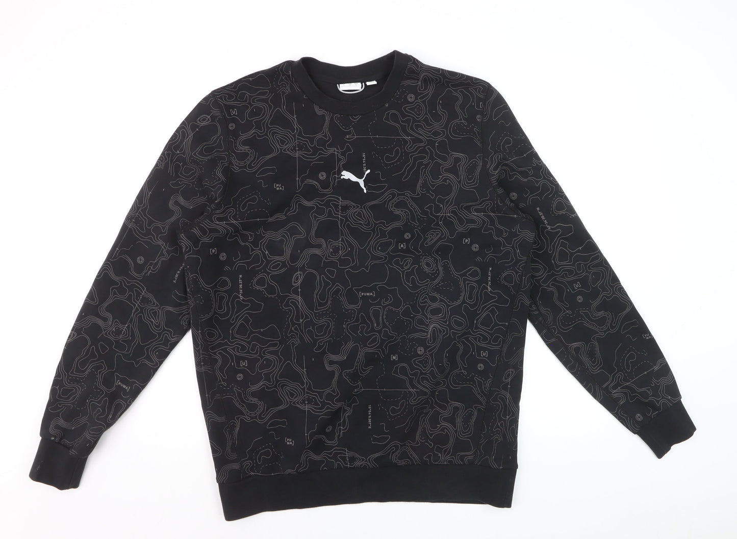 Puma Men's Black Graphic Print Crew Neck Sweatshirt Size L
