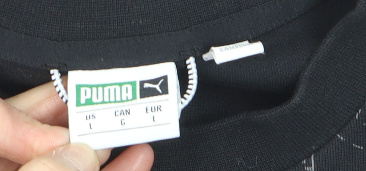 Puma Men's Black Graphic Print Crew Neck Sweatshirt Size L