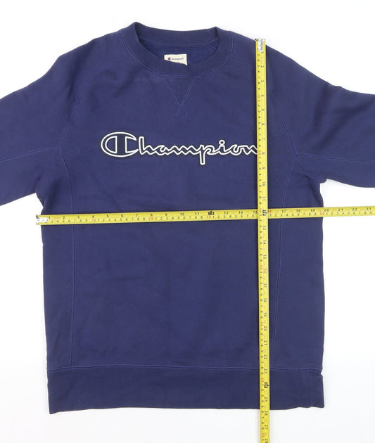 Champion Men's Blue Small Pullover Sweatshirt Crew Neck Logo Sportswear