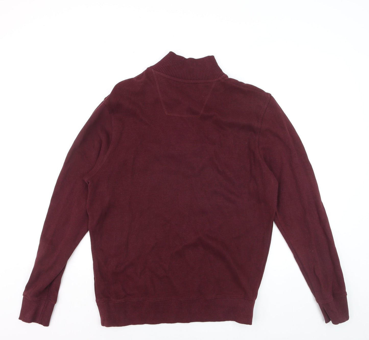Maine New England Men’s Red Cotton 1/4 Zip High Neck Jumper Size M