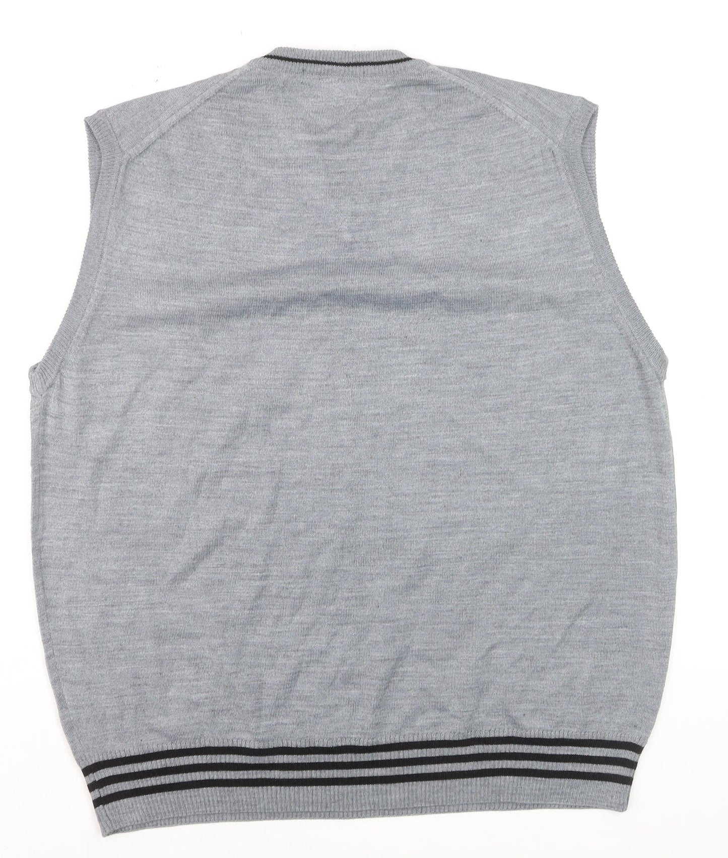 Angelo Milano Men's Grey V-Neck Sleeveless Wool Blend Vest L