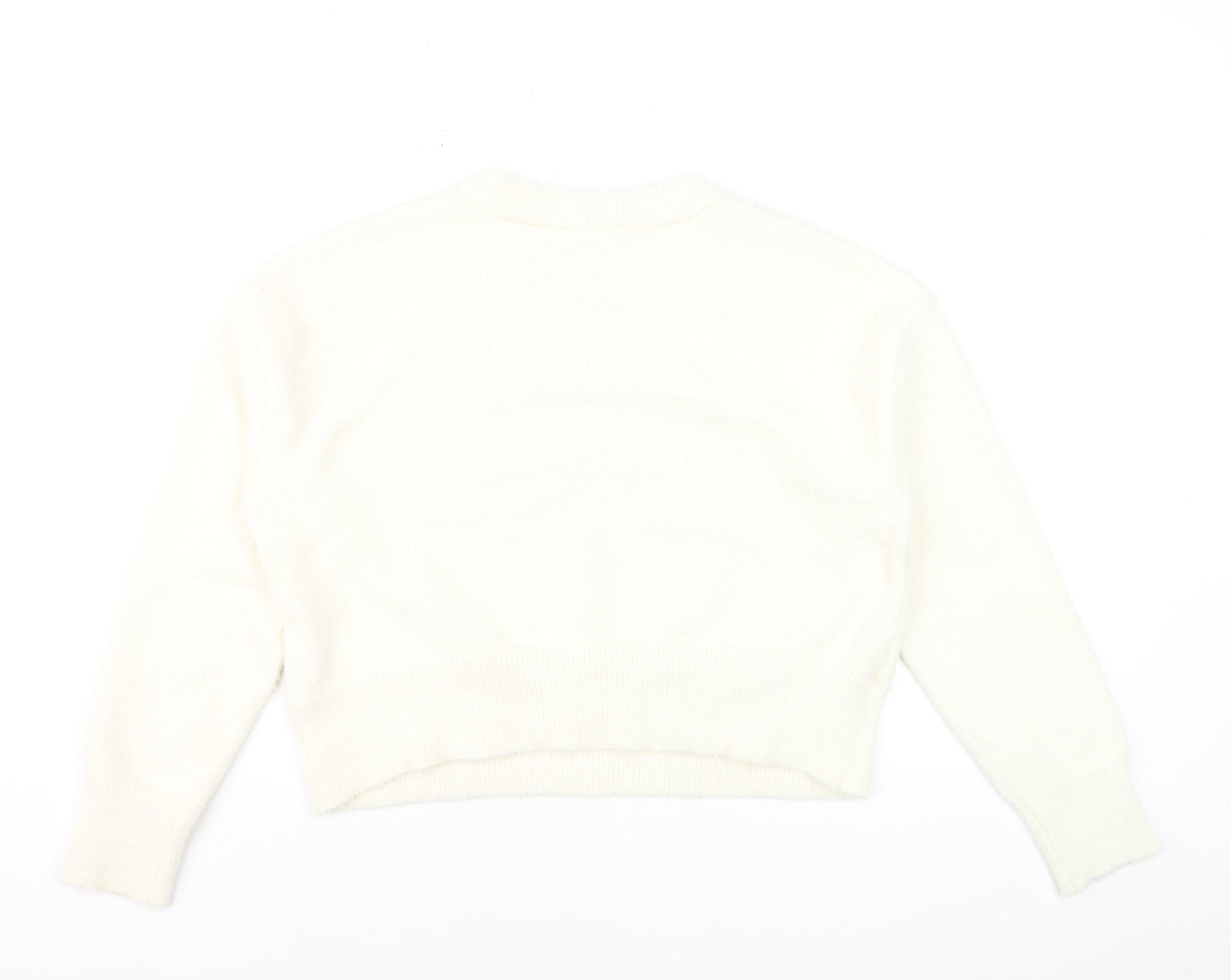 New Look Women Ivory 'C'Est Bon' Crew Neck Pullover Jumper M