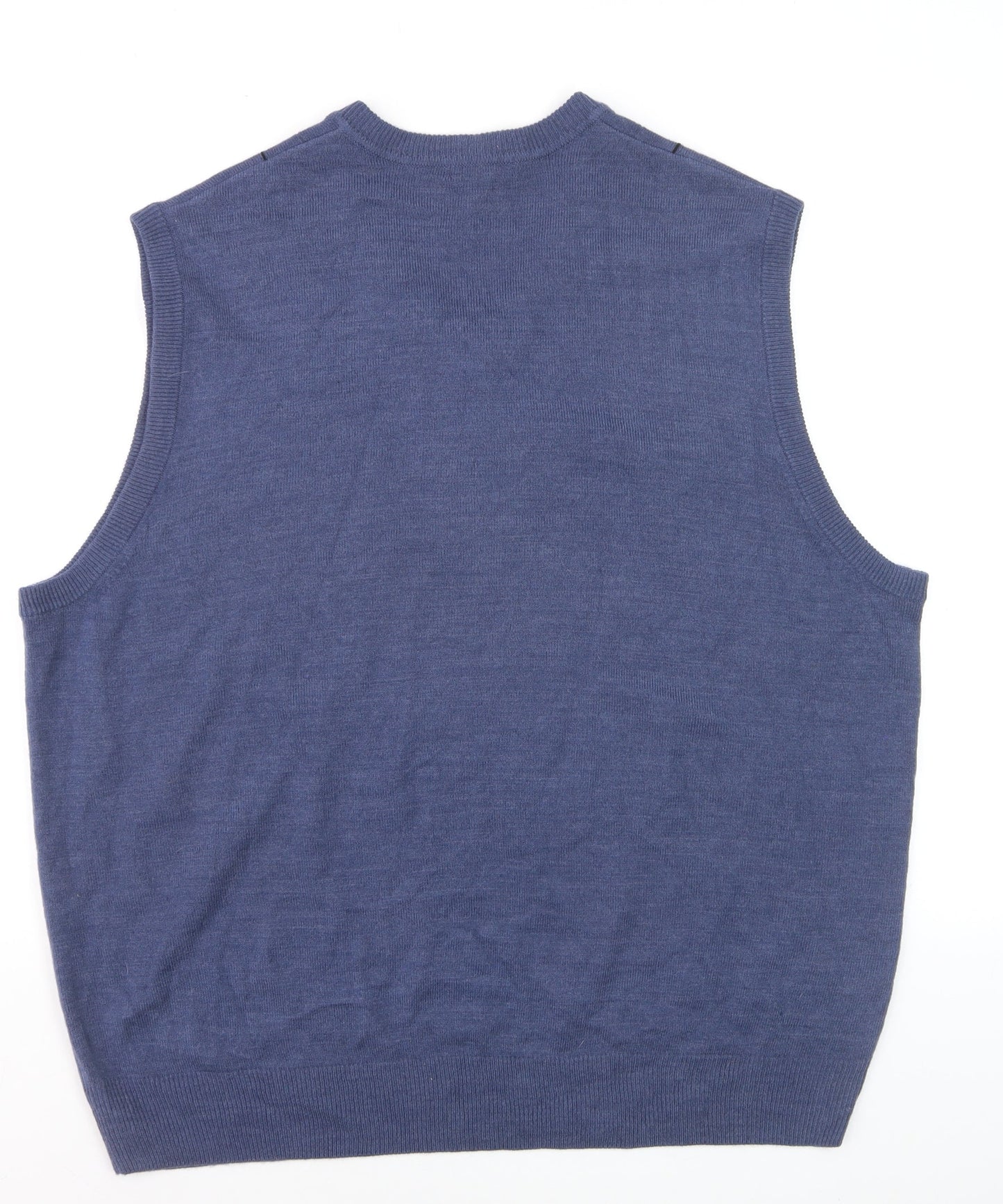 Dockers Men's Blue Check Acrylic Sleeveless V-Neck Vest 2XL