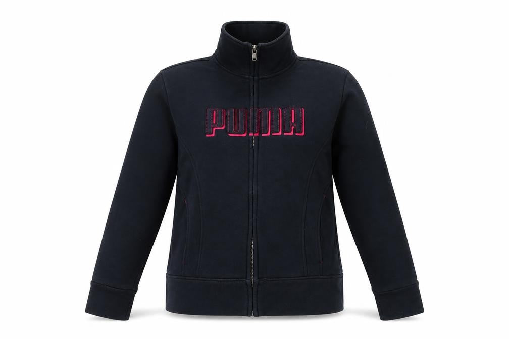 Puma Women Black Full Zip Sweatshirt Size 14 Classic Fit