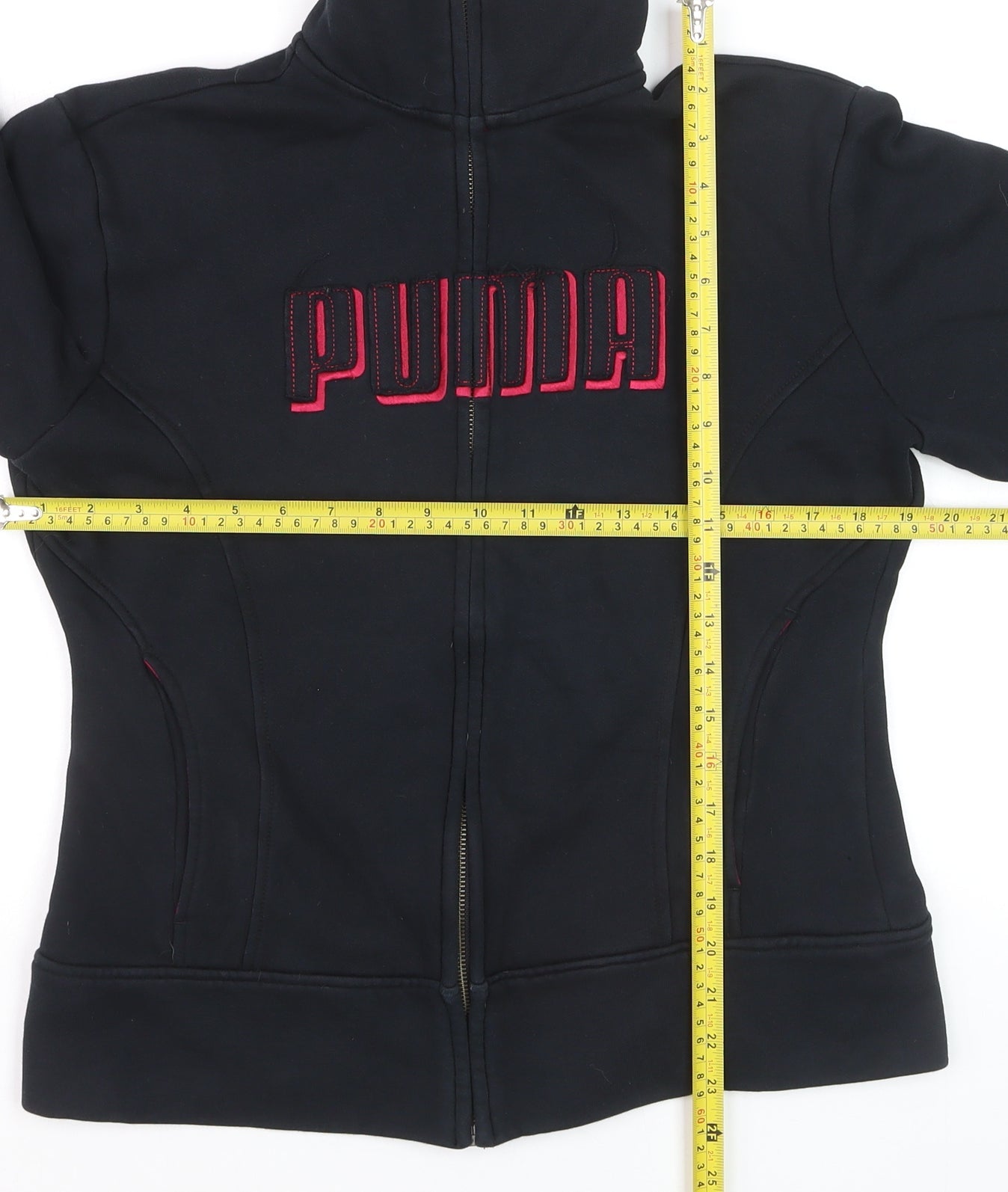 Puma Women Black Full Zip Sweatshirt Size 14 Classic Fit
