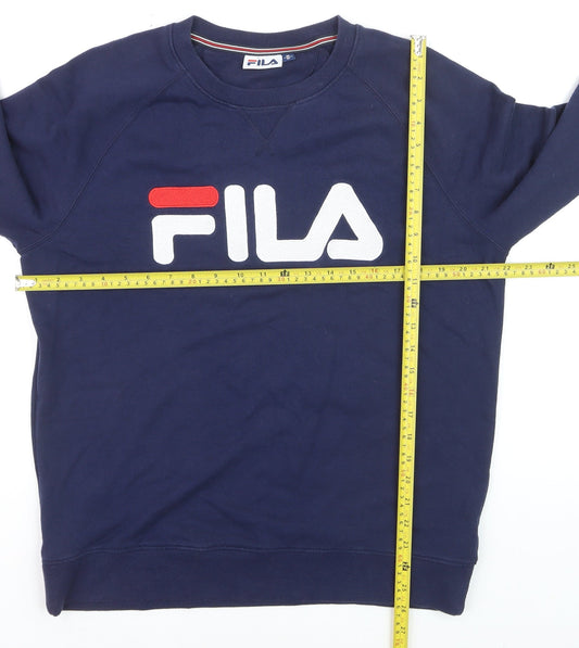 FILA Men's Blue Crew Neck Logo Sweatshirt Size M Regular Fit