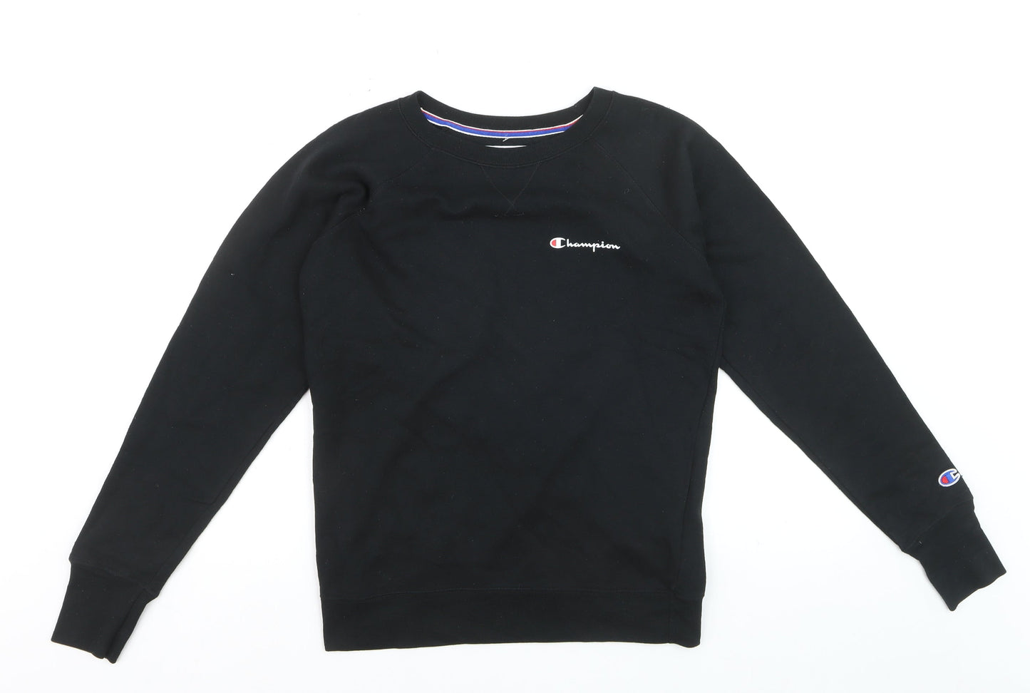 Champion Womens Black Small Pullover Sweatshirt Logo Crew Neck