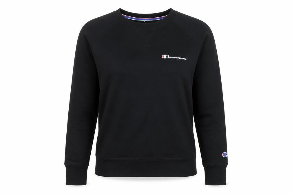 Champion Womens Black Small Pullover Sweatshirt Logo Crew Neck