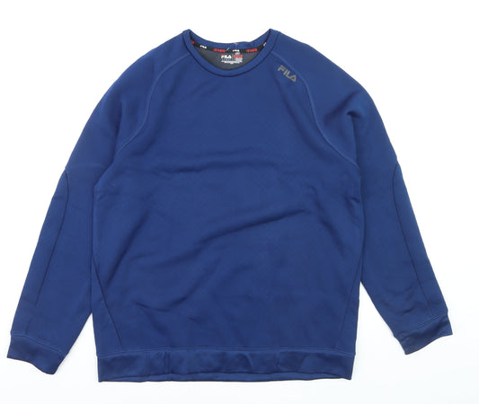 Fila Men Blue Crew Neck Pullover Sweatshirt Size L Sports Style