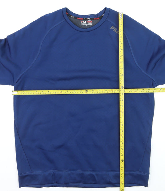 Fila Men Blue Crew Neck Pullover Sweatshirt Size L Sports Style