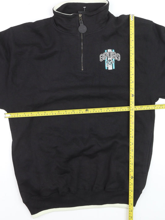 Pro Player Men's Black Spurs 1/4 Zip Sweatshirt M Vintage Sports Style