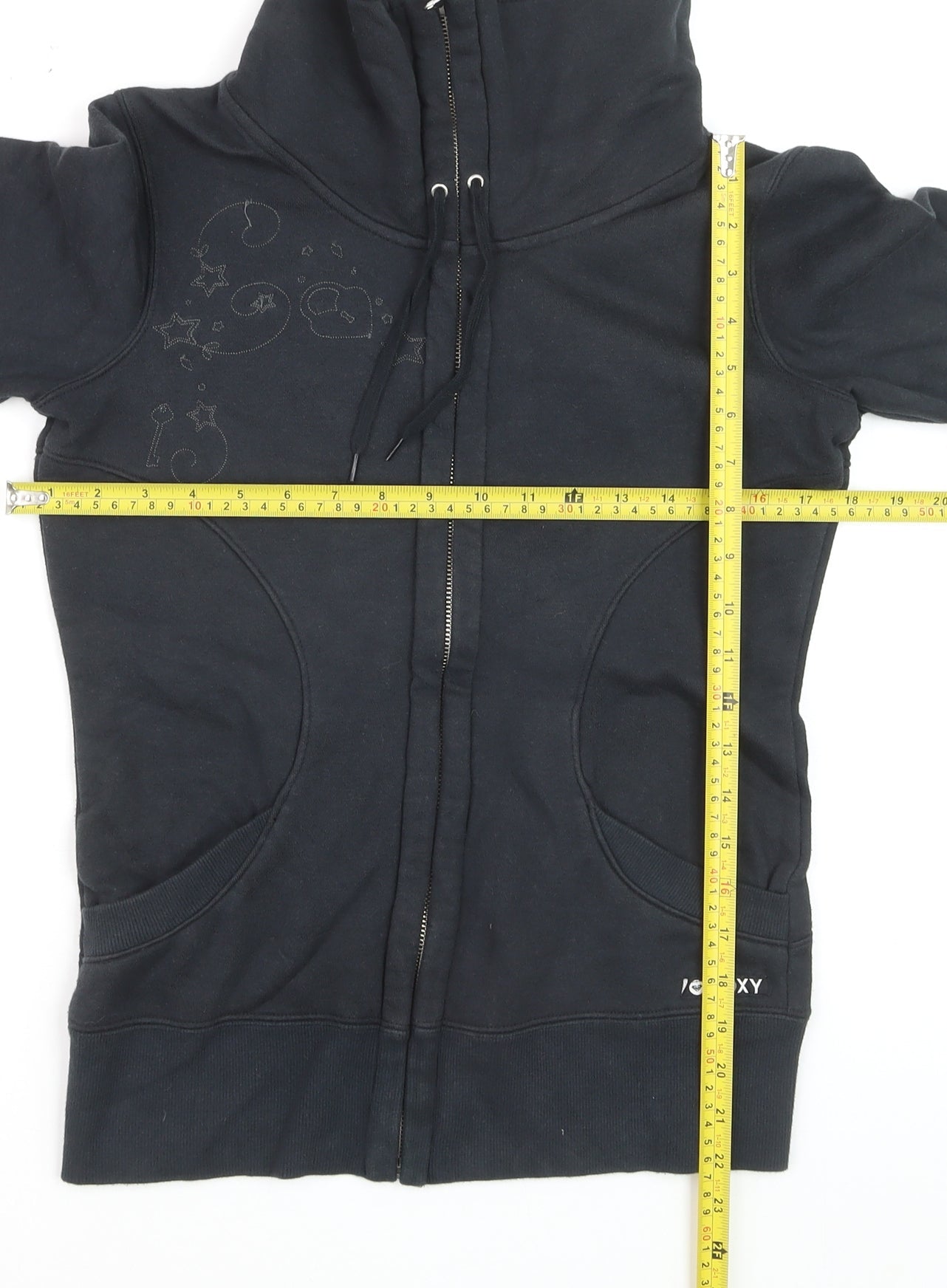 Roxy Womens Black Full Zip Hoodie Sweatshirt Size S Cotton Blend