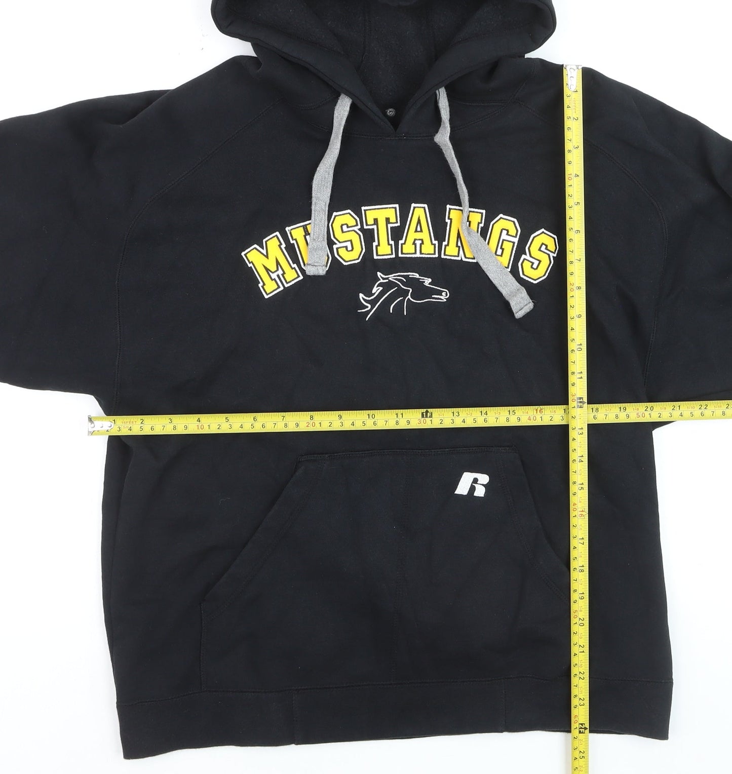 Russell Athletic Men’s Black M Pullover Hoodie Mustangs Sports Logo