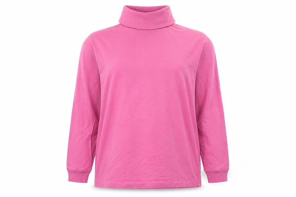 Jumper Womens Pink Roll Neck Cotton Pullover M Long Sleeve Top