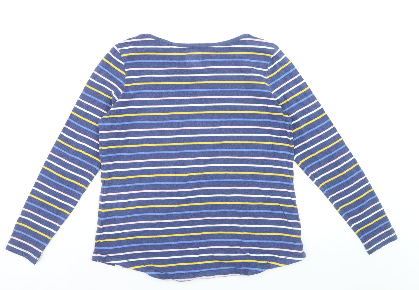 Fat Face Womens Blue Striped Long Sleeve Cotton Breton T-Shirt Size 16