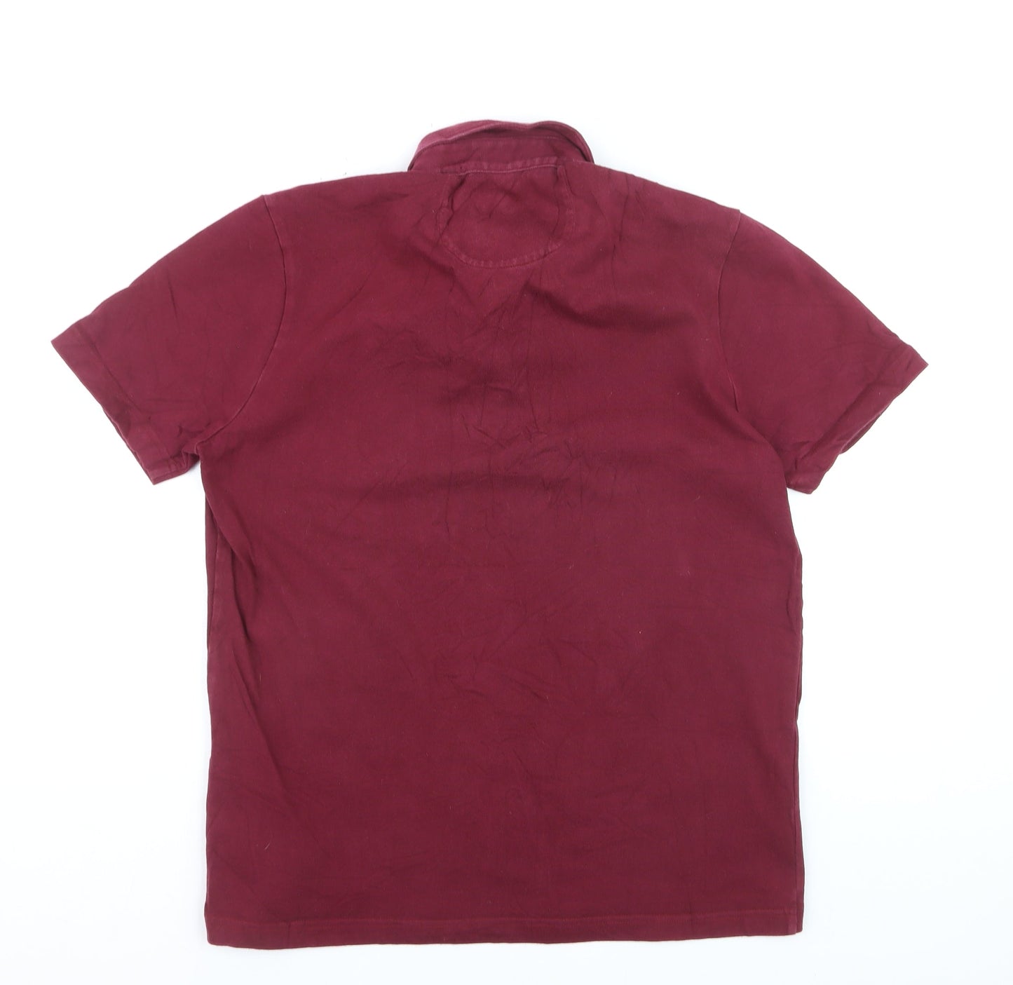 Salt & Bromley Men's Red Cotton Short Sleeve Polo Shirt Size L