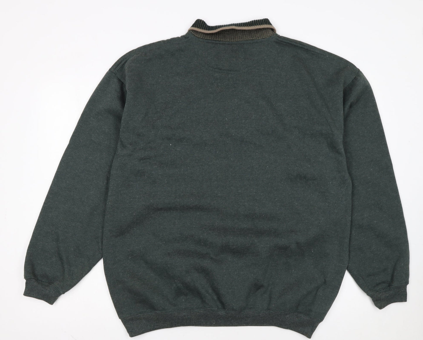 Gillani Men's Green Argyle Henley Sweatshirt XL Vintage Style