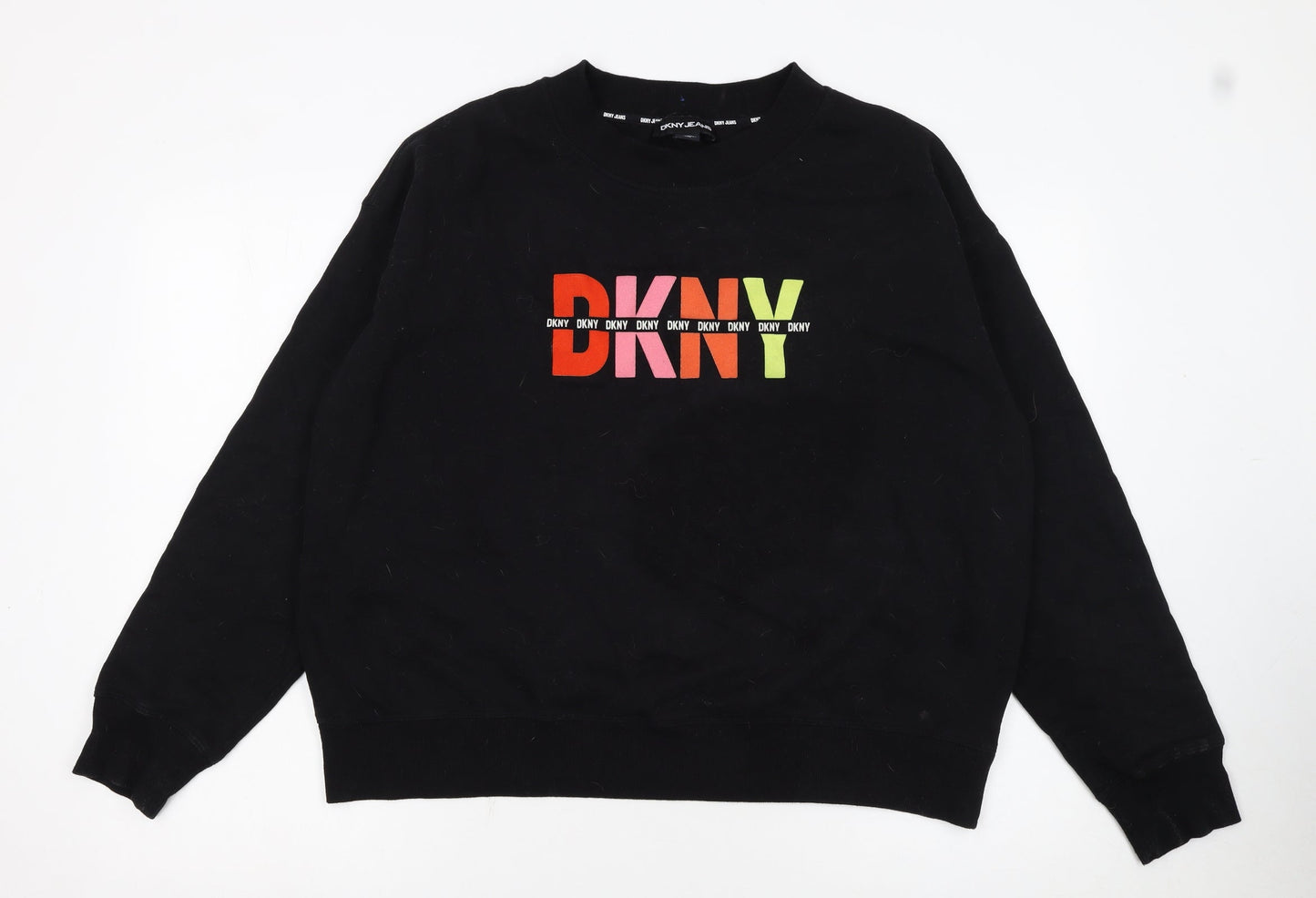 DKNY Jeans Women's Black Logo Pullover Sweatshirt Size L