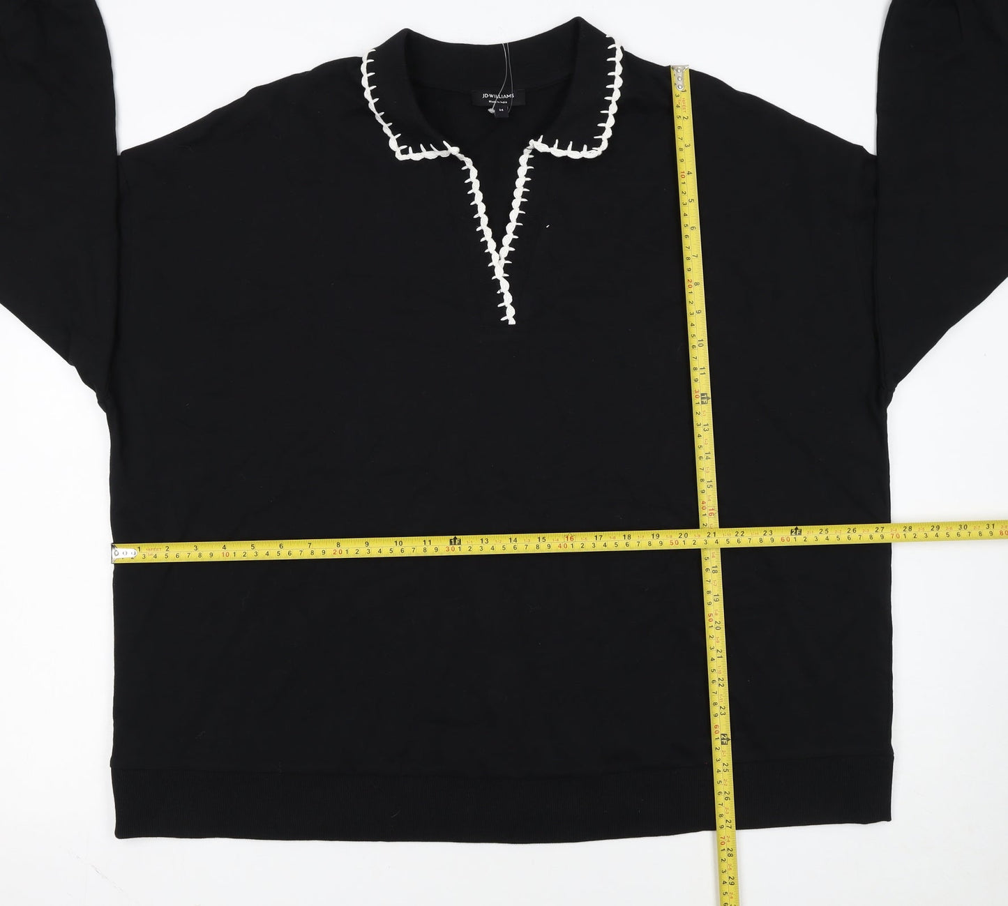 JD Williams Women Black Size 24 Pullover Sweatshirt with Contrast Trim
