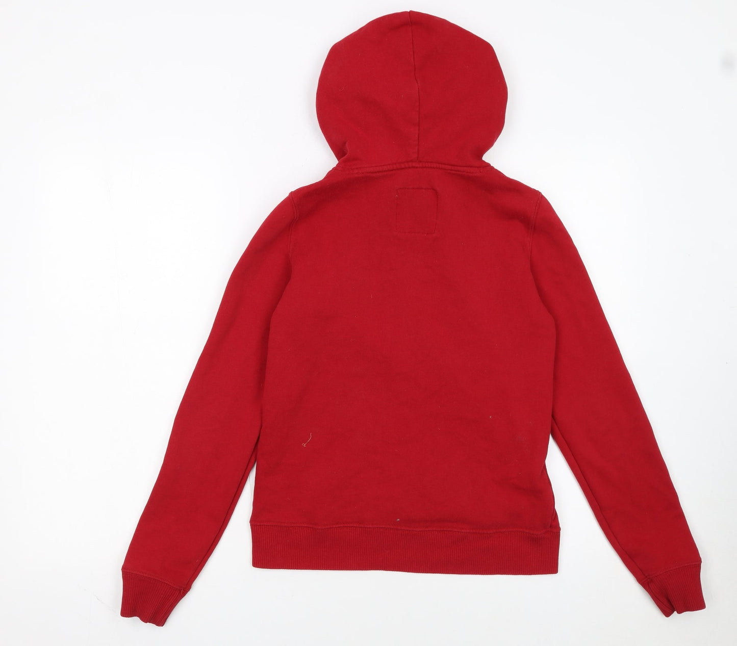 Hollister Womens Red Pullover Hoodie XS Logo Print Cotton Blend