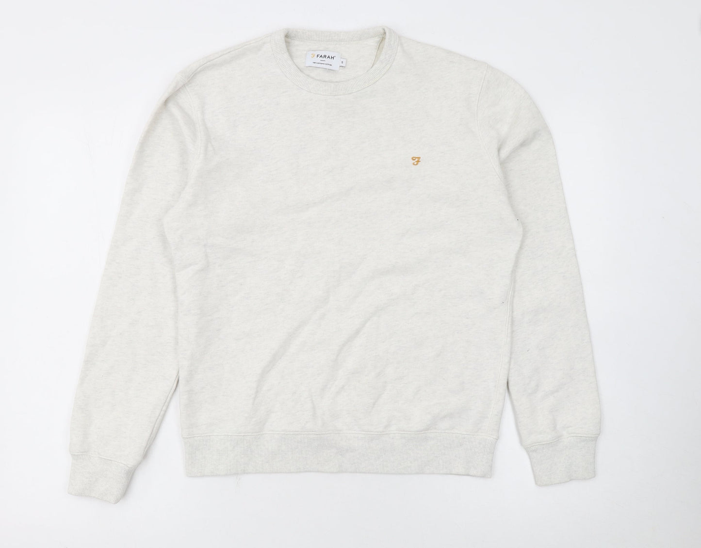Farah Men's Ivory Small Pullover Crew Neck Cotton Sweatshirt