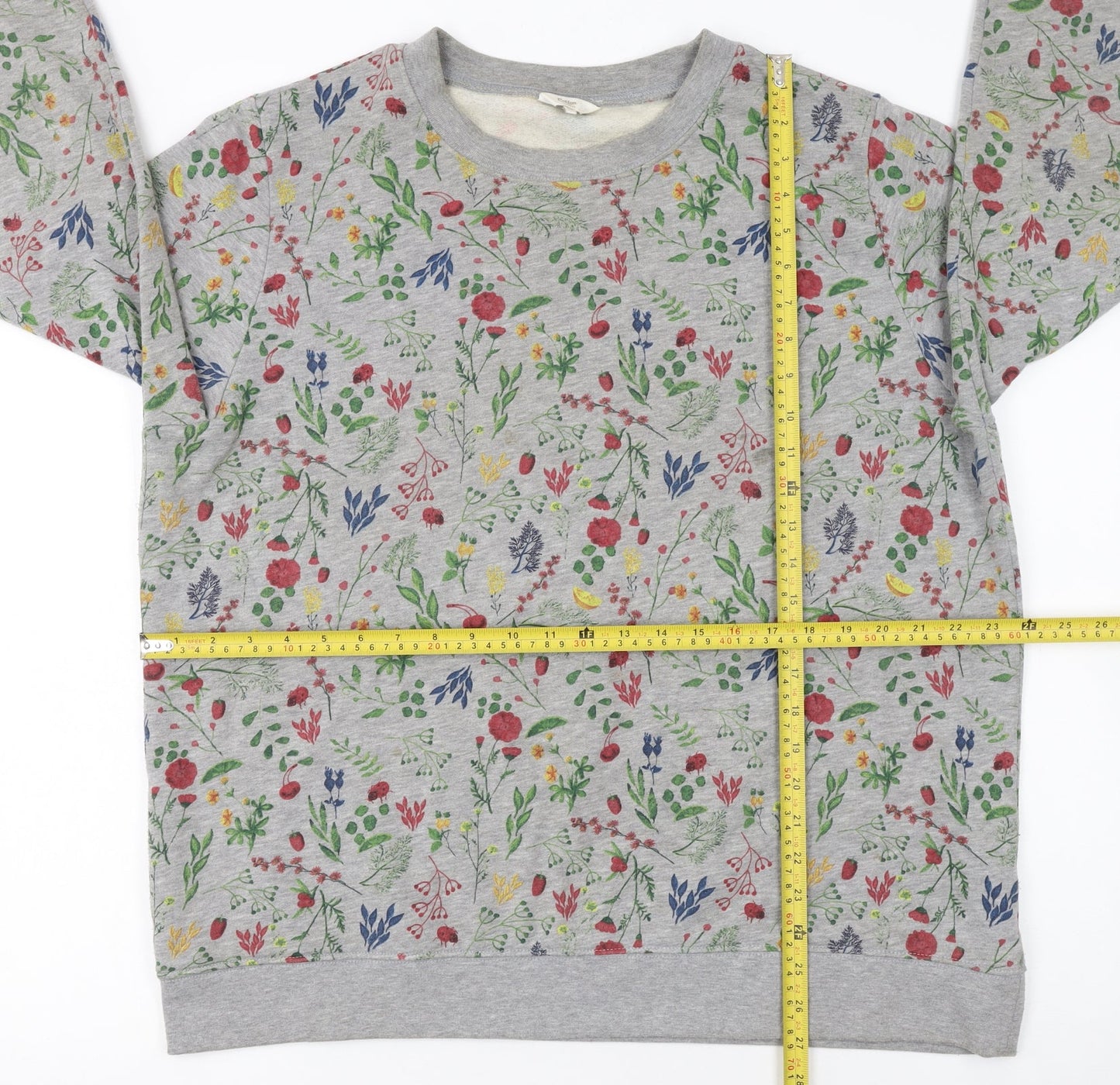 Cotton Traders Womens Grey Floral Pullover Sweatshirt Size 20