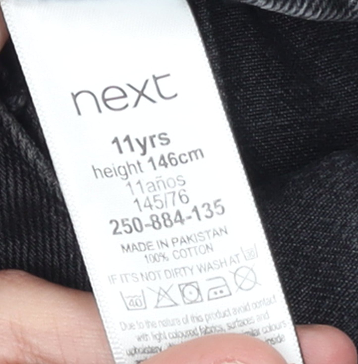 Next Girls Black Denim Dungarees 11 Years Adjustable Straps Pockets