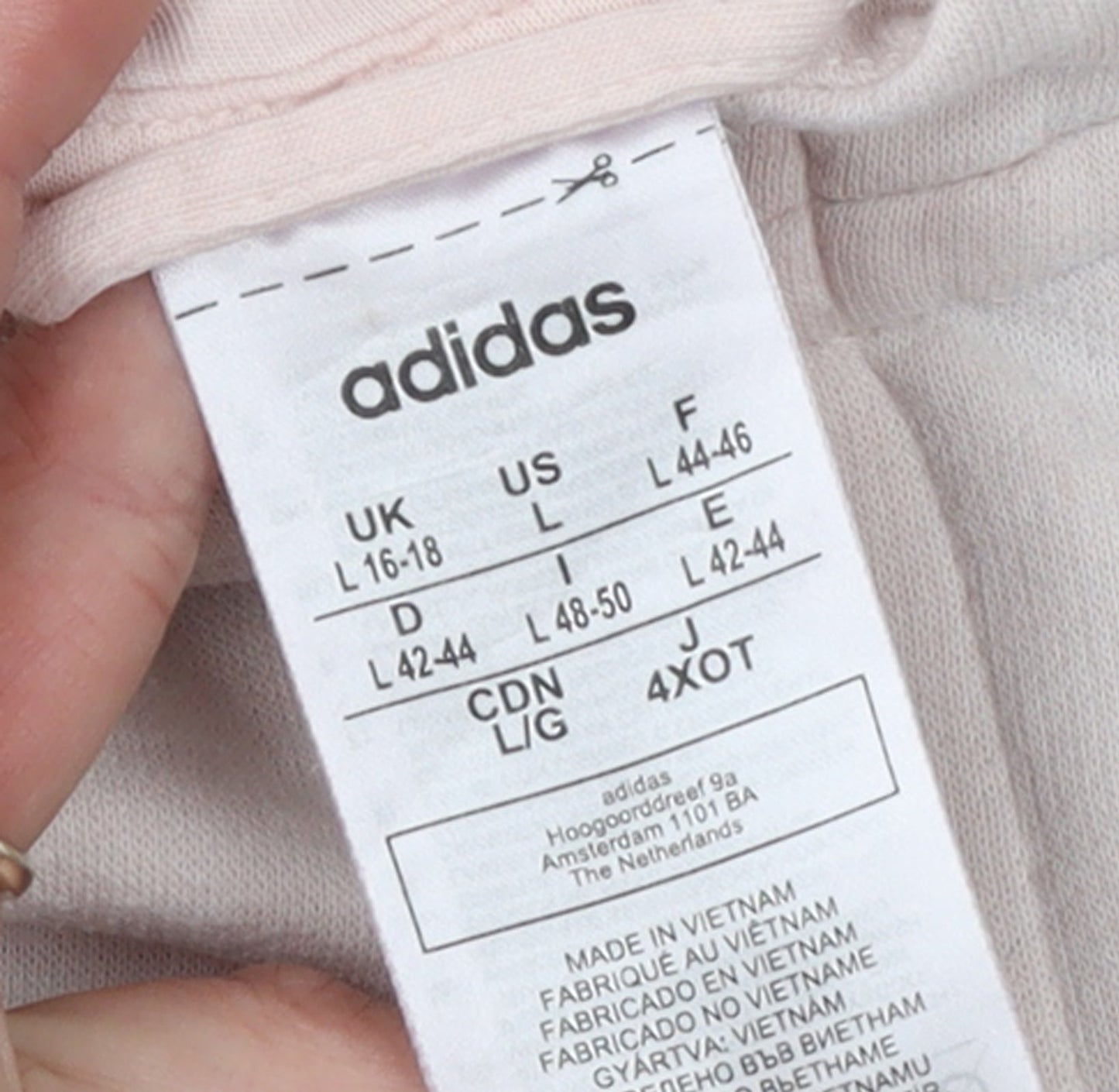 Adidas Women's Beige Full Zip Hoodie Size L 16-18 Cotton Blend