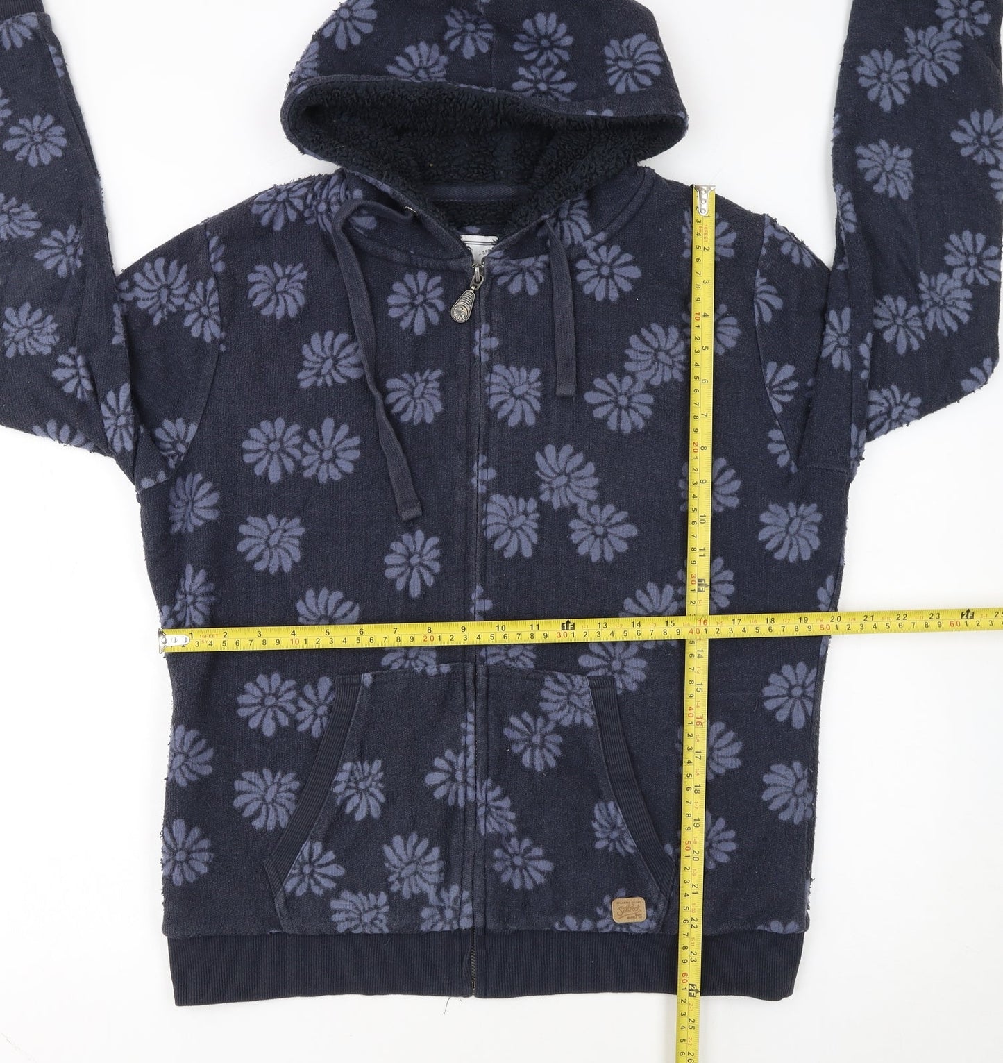 Saltrock Women’s Blue Floral Full Zip Hooded Sweatshirt Size 14