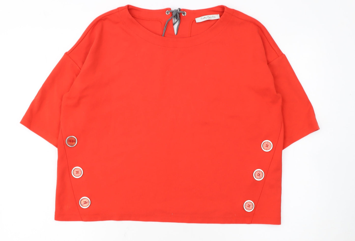 Betty Barclay Women Red Cotton Relaxed Button Blouse Size 14