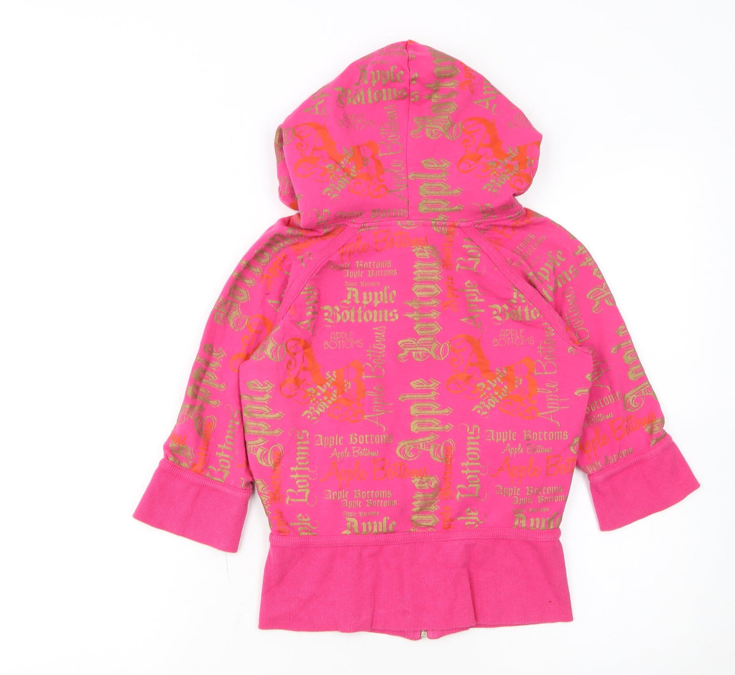 Apple Bottoms Womens Pink Full Zip Hoodie Size M Gold Lined Sweatshirt