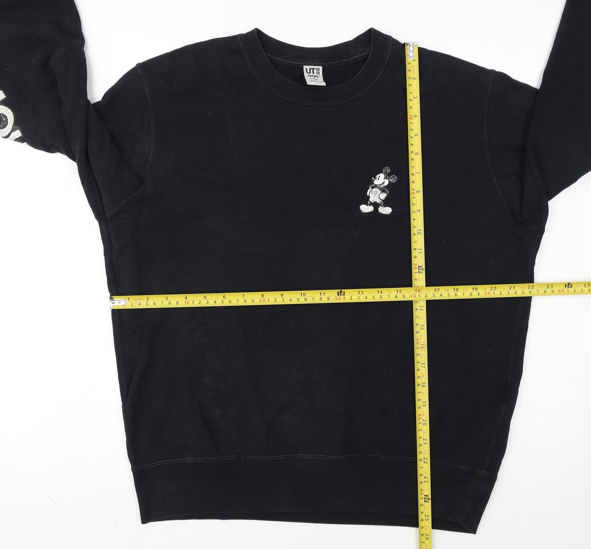 Uniqlo Disney Mickey Mouse Black Sweatshirt Women M Crew Neck Cotton