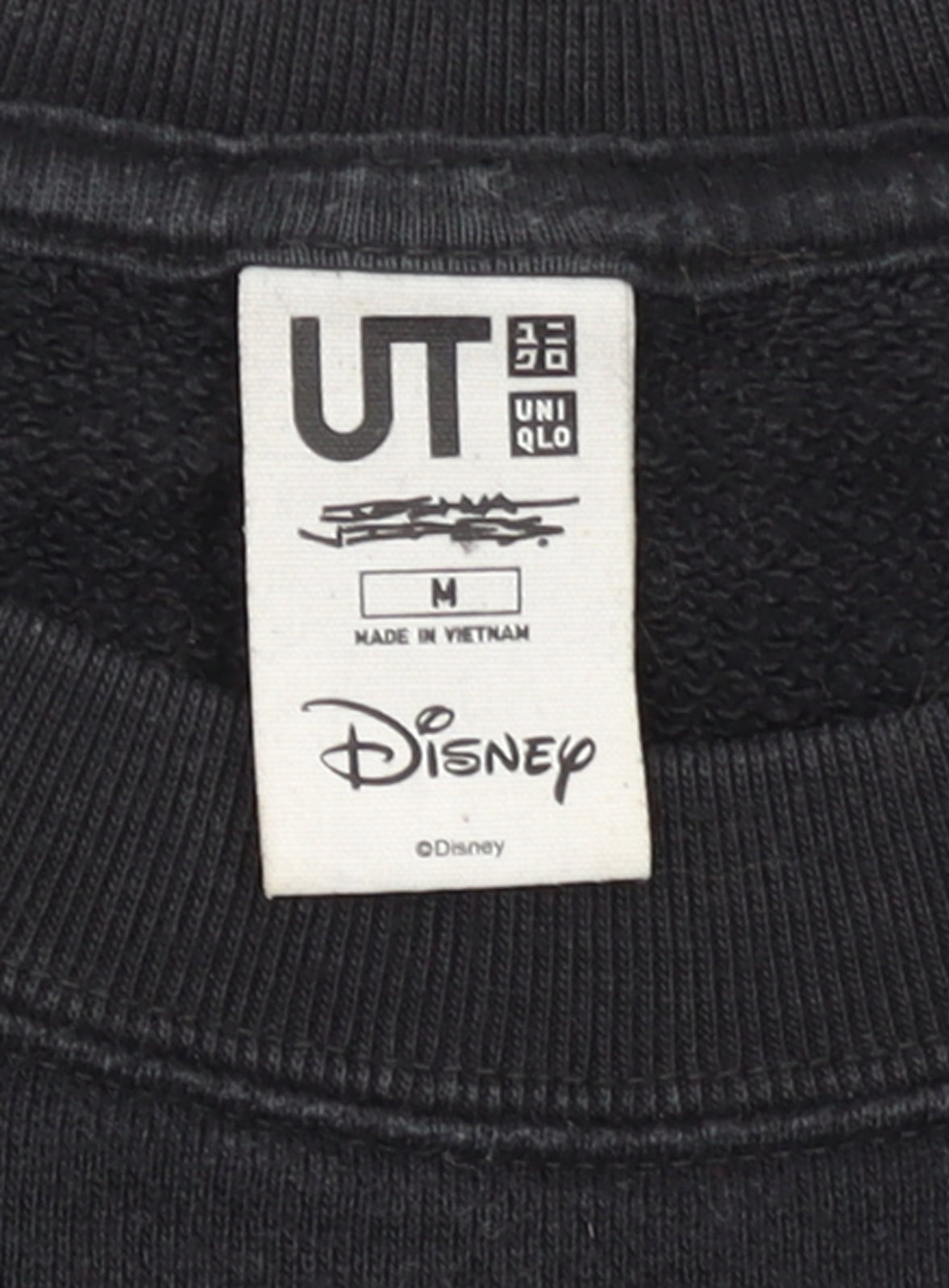 Uniqlo Disney Mickey Mouse Black Sweatshirt Women M Crew Neck Cotton