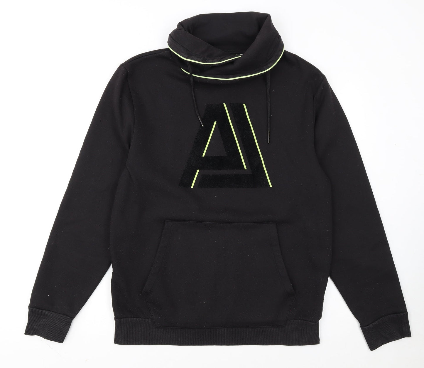 Angelo Litrico Men's Black Pullover Sweatshirt M Urban Logo High Neck