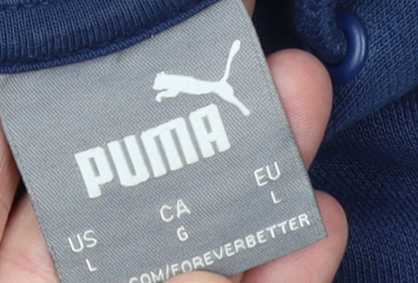 Puma Men's Blue Pullover Hoodie L Sportswear Logo Fleece