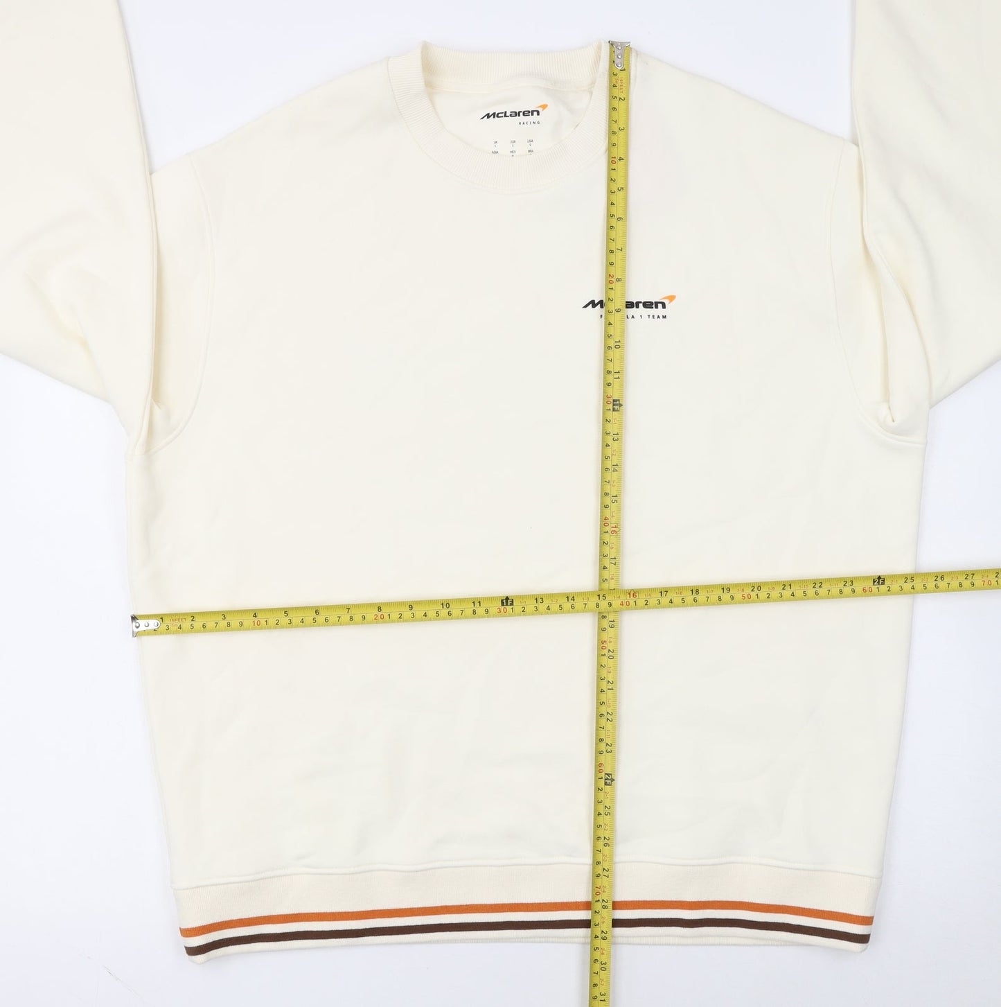 McLaren Men’s Ivory Graphic Pullover Sweatshirt L Racing Team